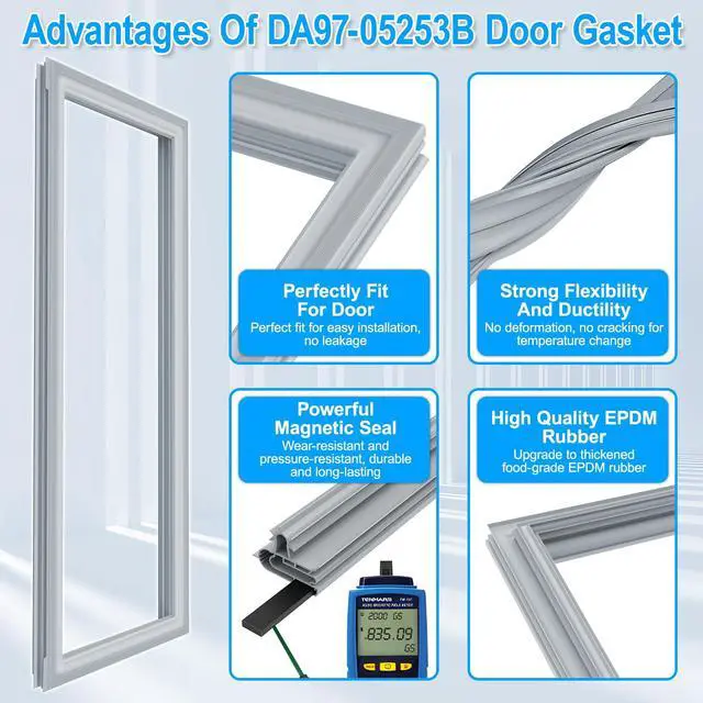 Alt view image 3 of 7 - Upgraded DA97-05253B Refrigerator Door Gasket Compatible with Samsung Refrigerator Door Seal Parts RF260BEAESR RF261BEAESR RF263BEAESR AP4335799 PS4173207 French Door Gasket Fridge Seal Replacement