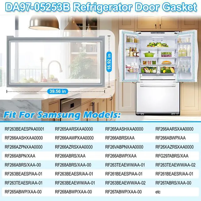 Alt view image 4 of 7 - Upgraded DA97-05253B Refrigerator Door Gasket Compatible with Samsung Refrigerator Door Seal Parts RF260BEAESR RF261BEAESR RF263BEAESR AP4335799 PS4173207 French Door Gasket Fridge Seal Replacement