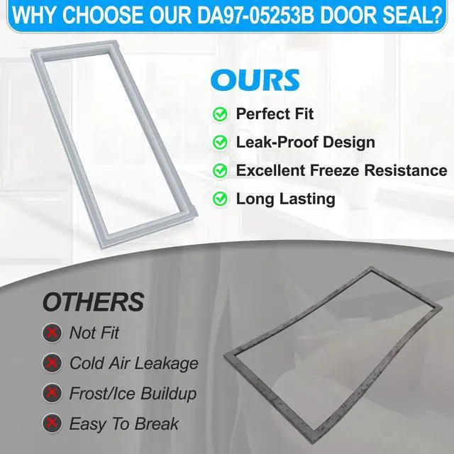 Alt view image 5 of 7 - Upgraded DA97-05253B Refrigerator Door Gasket Compatible with Samsung Refrigerator Door Seal Parts RF260BEAESR RF261BEAESR RF263BEAESR AP4335799 PS4173207 French Door Gasket Fridge Seal Replacement