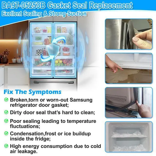 Alt view image 6 of 7 - Upgraded DA97-05253B Refrigerator Door Gasket Compatible with Samsung Refrigerator Door Seal Parts RF260BEAESR RF261BEAESR RF263BEAESR AP4335799 PS4173207 French Door Gasket Fridge Seal Replacement