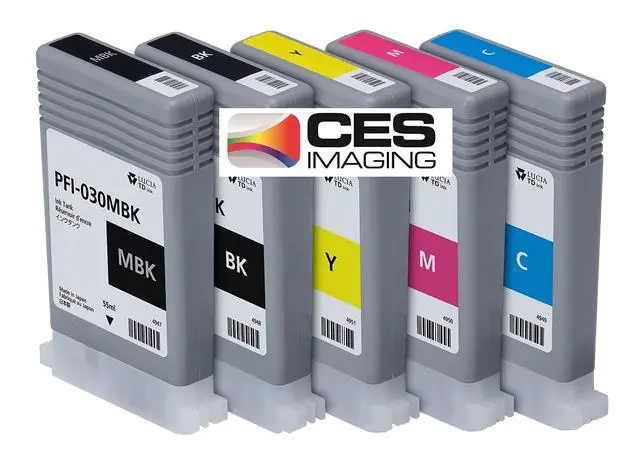 Alt view image 2 of 2 - Canon PFI-030 55ml Ink Tank Set (Black, Matte Black, Cyan, Magenta, Yellow) for Canon imagePROGRAF TA-20 and TA-30