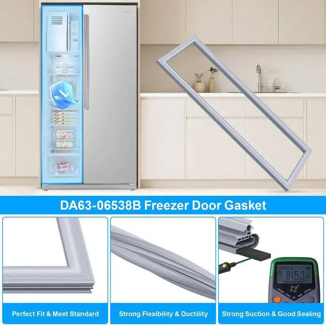 Alt view image 3 of 7 - Upgraded DA63-06538B Freezer Door Gasket Compatible with Samsung Refrigerator Freezer Door Gasket RS25J500DSR/AA Door Gasket, DA97-08239A DA97-08239B RS261MDRS RS25H5111SR Fridge Door Seal, Gray