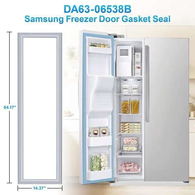 Alt view image 2 of 7 - Upgraded DA63-06538B Freezer Door Gasket Compatible with Samsung Refrigerator Freezer Door Gasket RS25J500DSR/AA Door Gasket, DA97-08239A DA97-08239B RS261MDRS RS25H5111SR Fridge Door Seal, Gray