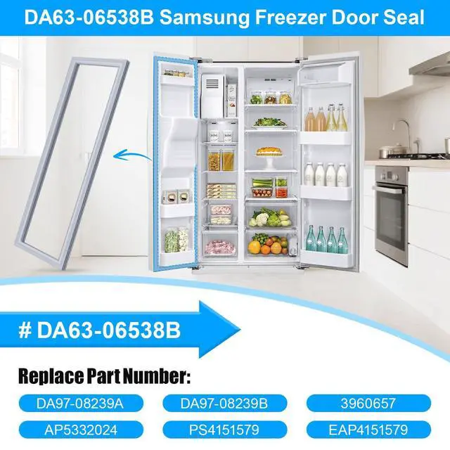 Alt view image 4 of 7 - Upgraded DA63-06538B Freezer Door Gasket Compatible with Samsung Refrigerator Freezer Door Gasket RS25J500DSR/AA Door Gasket, DA97-08239A DA97-08239B RS261MDRS RS25H5111SR Fridge Door Seal, Gray