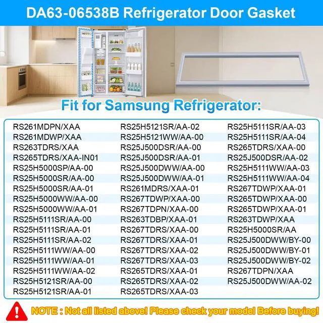Alt view image 5 of 7 - Upgraded DA63-06538B Freezer Door Gasket Compatible with Samsung Refrigerator Freezer Door Gasket RS25J500DSR/AA Door Gasket, DA97-08239A DA97-08239B RS261MDRS RS25H5111SR Fridge Door Seal, Gray