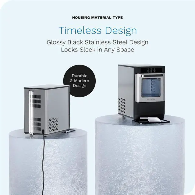 Alt view image 6 of 7 - Countertop Nugget Ice Maker - Stainless Steel with Touch Screen - Portable and Compact - Chewable Nugget Ice Machine - Produces Up to 44lb of Ice Per Day