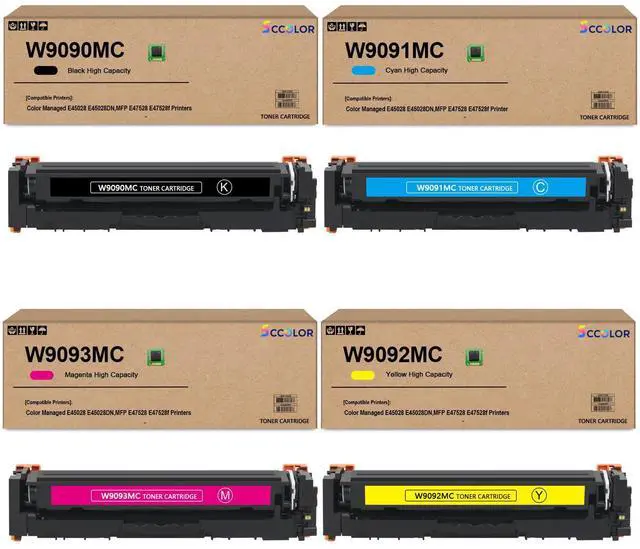 Main image of W9090MC Toner Cartridge High Capacity Compatible for W9090MC W9091MC W9093MC W9092MC Work for Color Managed E45028 E45028DN MFP E47528 E47528f Printers(with Upgraded Chip-Show Ink Level)