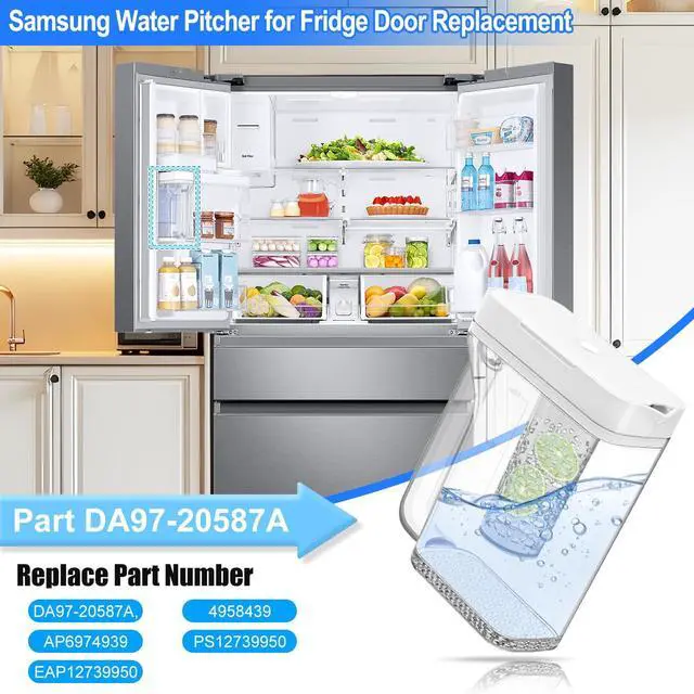 Alt view image 2 of 7 - Upgraded DA97-20587A Refrigerator Water Pitcher Compatible with Samsung Water Pitcher for Fridge Door Replacement No Leak Samsung Fridge RF28R6301SG RF28R7351SG RF28R6221SR RF22R7351SG RF22R7351SR