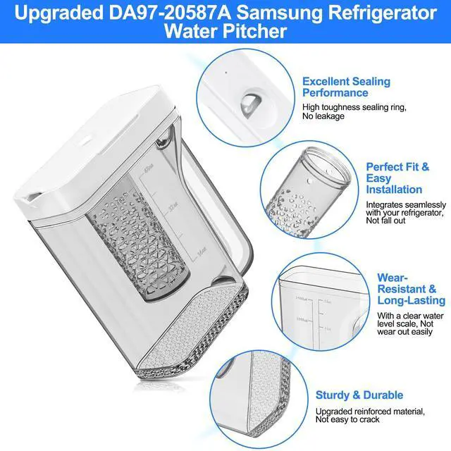Alt view image 5 of 7 - Upgraded DA97-20587A Refrigerator Water Pitcher Compatible with Samsung Water Pitcher for Fridge Door Replacement No Leak Samsung Fridge RF28R6301SG RF28R7351SG RF28R6221SR RF22R7351SG RF22R7351SR