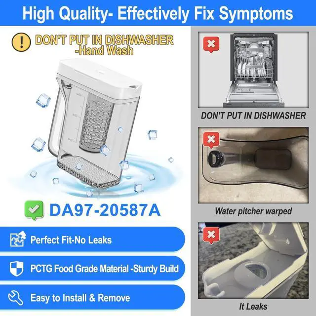 Alt view image 6 of 7 - Upgraded DA97-20587A Refrigerator Water Pitcher Compatible with Samsung Water Pitcher for Fridge Door Replacement No Leak Samsung Fridge RF28R6301SG RF28R7351SG RF28R6221SR RF22R7351SG RF22R7351SR