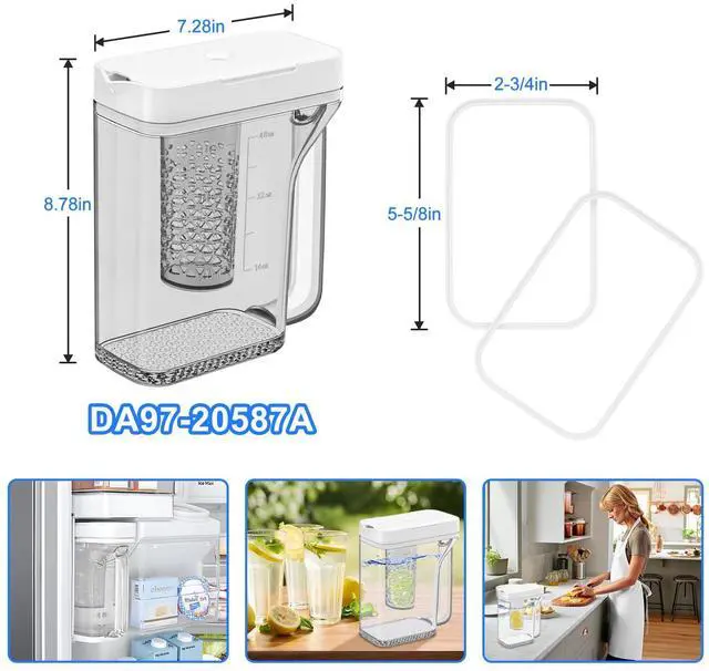 Alt view image 7 of 7 - Upgraded DA97-20587A Refrigerator Water Pitcher Compatible with Samsung Water Pitcher for Fridge Door Replacement No Leak Samsung Fridge RF28R6301SG RF28R7351SG RF28R6221SR RF22R7351SG RF22R7351SR
