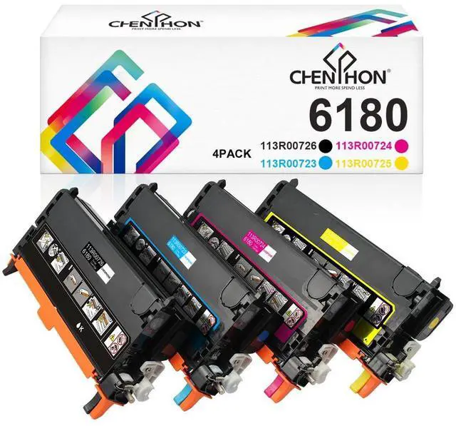 Main image of 6180 Toner Cartridge Remanufactured for Xerox Phaser 6180 6180N 6180DN,KCMY | for Xeroxing Printer 6180 6180N 6180DN 6180MFP-D 6180MFP-N Ink 113R00726 113R00723 113R00724 113R00725 4 Color Set