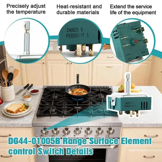 Alt view image 3 of 7 - DG44-01005B Dual Range Infinite Control Switch,Replaces DG44-01005A.Fit for Samsung Oven/Stove.Original production number PER001-11 S, PER001-01 S, PER001-01 B