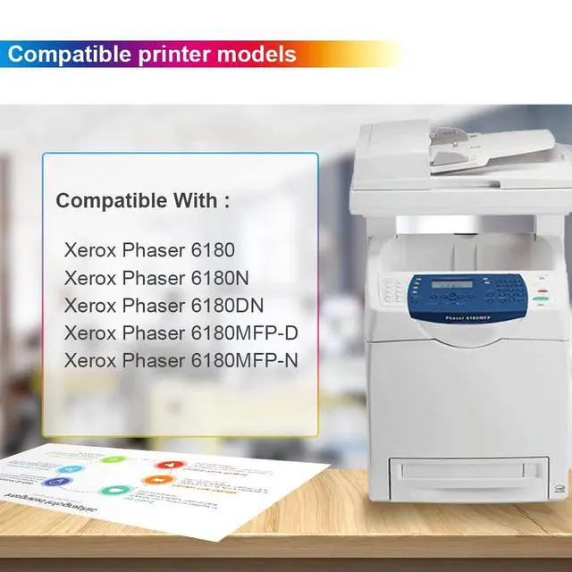 Alt view image 2 of 7 - 6180 Toner Cartridge Remanufactured for Xerox Phaser 6180 6180N 6180DN,KCMY | for Xeroxing Printer 6180 6180N 6180DN 6180MFP-D 6180MFP-N Ink 113R00726 113R00723 113R00724 113R00725 4 Color Set
