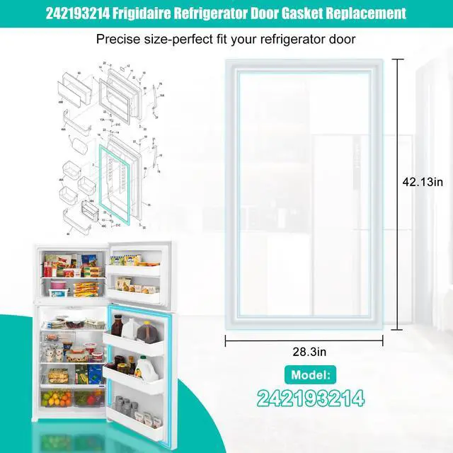 Alt view image 3 of 6 - Upgrade 242193214 Refrigerator Door Gasket Compatible With Frigidaire Kenmore Crosley Fresh Food Door Gasket | 42.13"x 28.3" 242193214 Door Seal Replaces Part 241872514,PS7784010, AP5688453-White