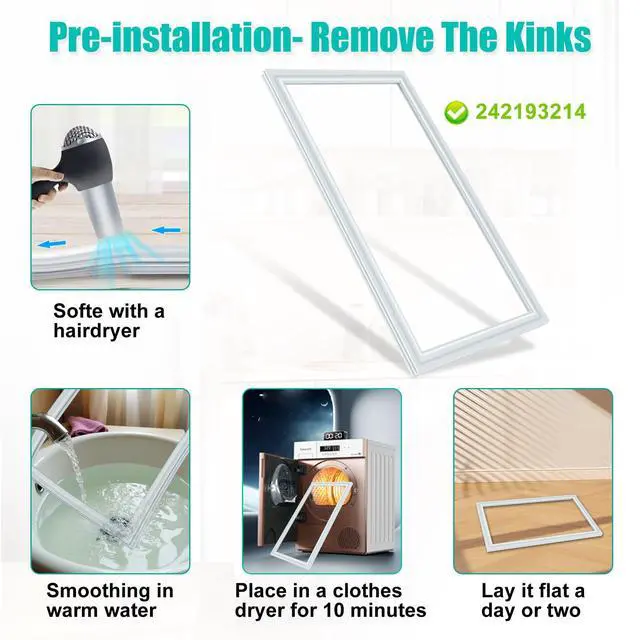 Alt view image 6 of 6 - Upgrade 242193214 Refrigerator Door Gasket Compatible With Frigidaire Kenmore Crosley Fresh Food Door Gasket | 42.13"x 28.3" 242193214 Door Seal Replaces Part 241872514,PS7784010, AP5688453-White