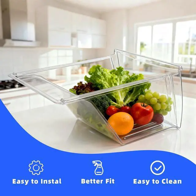 Alt view image 6 of 7 - Upgraded 240337103 Refrigerator Crisper Drawer Replacement Compatible with Frigidaire Fridge, Clear Crisper Bin Shelf Drawer Replaces 240337100, 240323007, AP2115741-2 Pcs