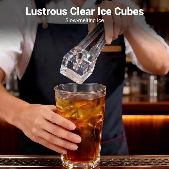Alt view image 2 of 7 - Clear Ice Cube Maker, Makes 3 Crystal Clear 1.6" Square Ice Cubes, Dual Mode (15min Fast / 40min Crystal), 288Pcs/Day, Auto-Clean, Stainless Steel Countertop for Home Bar Office Kitchen