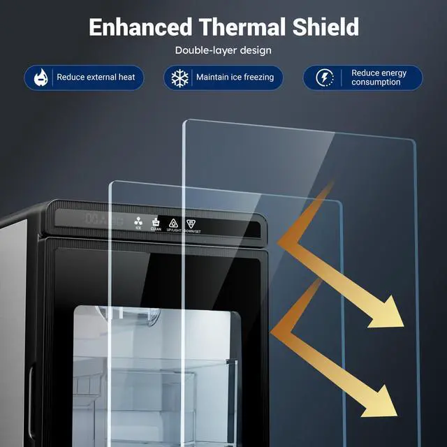 Alt view image 5 of 7 - Clear Ice Cube Maker, Makes 3 Crystal Clear 1.6" Square Ice Cubes, Dual Mode (15min Fast / 40min Crystal), 288Pcs/Day, Auto-Clean, Stainless Steel Countertop for Home Bar Office Kitchen