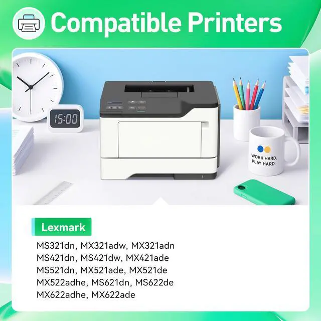 Alt view image 2 of 6 - 56F1H00 Toner Cartridge with Chip Compatible Replacement for Lexmark MS321dn MS421dn MS421dw MS521dn MS621dn MS622de MX321adn MX321adw MX421ade MX521ade MX521de MX522adhe MX622ade MX622adhe Printer