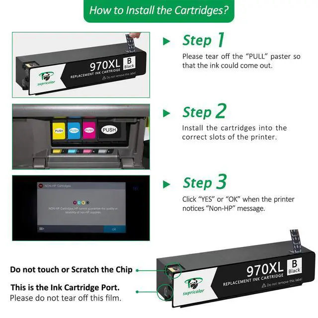 Alt view image 2 of 6 - Replacement 970xl 971xl Ink Cartridges, 970 971 Ink with V8 Chips Compatible for Officejet Pro X576dw X476dw X476dn X451dn X451dw X551dw Printer