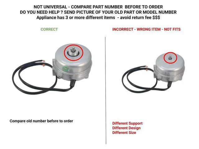 Alt view image 3 of 6 - W10822259 CKD22259 X compatible with Whirlpool KitchenAid Roper Refrigerator Condenser Fan Motor fits old number W10822259