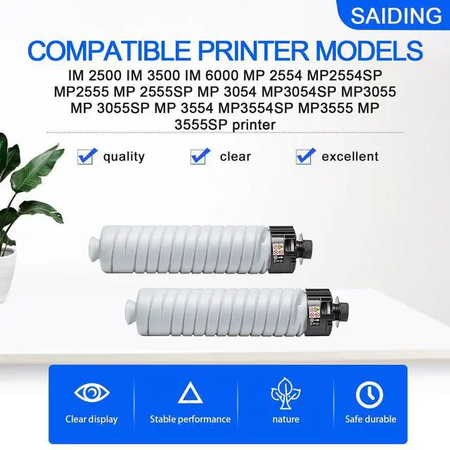 Alt view image 2 of 5 - MP2554 MP3554 Toner Cartridge Replacement for Ricoh MP2554 MP2555 MP3054 MP3055 MP3554 MP3555 MP4054 MP4055 MP5054 MP5055 MP6055 IM4000 IM5000 IM6000 Printer,841993,841999,842126