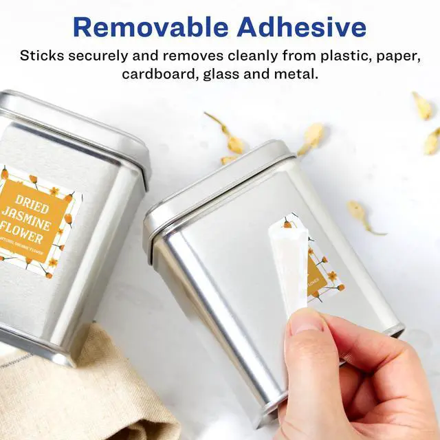 Alt view image 2 of 7 - ® Matte White Removable Square Labels, Sure Feed® Technology, Print-to-The-Edge, 1.5" x 1.5", 2,000 Removable Labels, Laser/Inkjet Printable