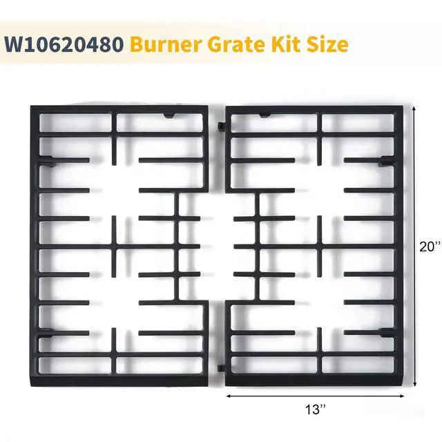 Alt view image 2 of 6 - Upgraded W10620480 Burner Grate Kit Replacement Parts for Whirlpool Stove Parts Grates WFG320M0BS3 WFG505M0BS3 Whirlpool Gas Range Cooktop Parts Cast Iron Surface Burner Cooking Grate Rack 1 Set