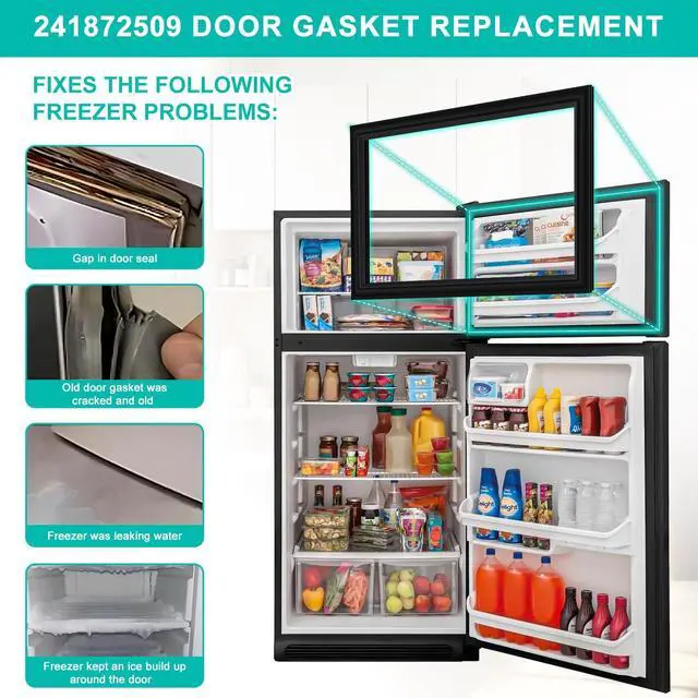 Alt view image 6 of 7 - Upgraded 241872509 Refrigerator Freezer Door Gasket Replacement Compatible w/Frigidaire Freezer Door Seal, 28.74"*17.91" Refrigerator Gasket Seal for Cro-sley & Ken-more Parts 240542109, 5304439524