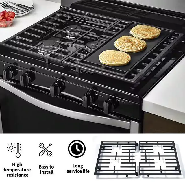 Alt view image 6 of 6 - Upgraded W10620480 Burner Grate Kit Replacement Parts for Whirlpool Stove Parts Grates WFG320M0BS3 WFG505M0BS3 Whirlpool Gas Range Cooktop Parts Cast Iron Surface Burner Cooking Grate Rack 1 Set