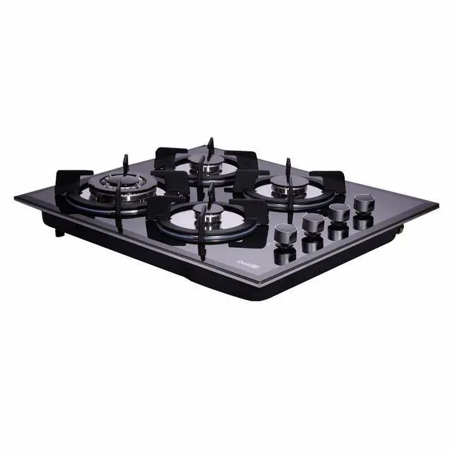 Alt view image 2 of 7 - ® 24 inch Gas Cooktop Dual Fuel Sealed 4 Burners Tempered Glass Gas Cooktop Drop-in Gas Hob DK145-A01S Gas Cooker