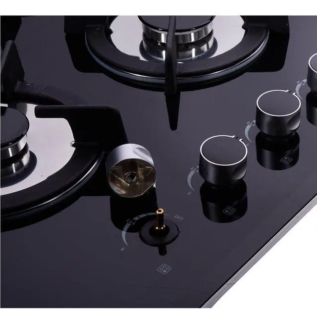 Alt view image 4 of 7 - ® 24 inch Gas Cooktop Dual Fuel Sealed 4 Burners Tempered Glass Gas Cooktop Drop-in Gas Hob DK145-A01S Gas Cooker