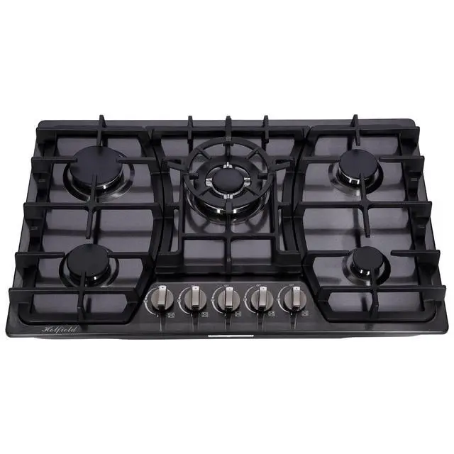 Alt view image 2 of 7 - 30 Inch Gas Cooktop Stainless Steel 5 Burners Stovetop Dual Fuel Gas Hob NG/LPG Convertible Gas Stove Top HF57013B Stainless Steel