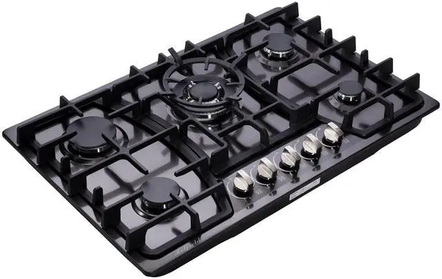 Main image of 30 Inch Gas Cooktop Stainless Steel 5 Burners Stovetop Dual Fuel Gas Hob NG/LPG Convertible Gas Stove Top HF57013B Stainless Steel