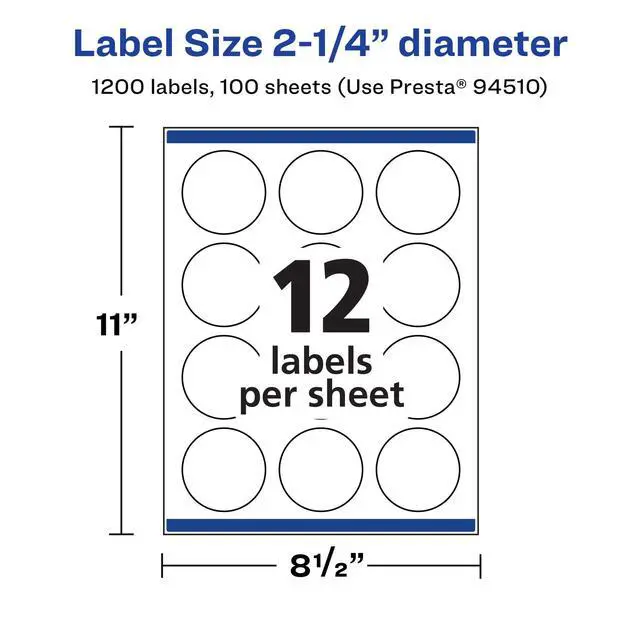 Alt view image 5 of 7 - ® Matte White Round Labels, Sure Feed® Technology, 2.25" Diameter, 1,200 Matte White Printable Labels
