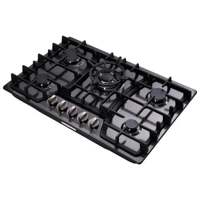 Alt view image 6 of 7 - 30 Inch Gas Cooktop Stainless Steel 5 Burners Stovetop Dual Fuel Gas Hob NG/LPG Convertible Gas Stove Top HF57013B Stainless Steel