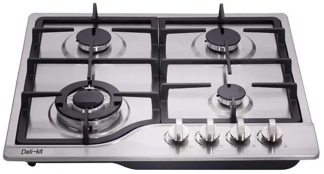 Main image of ® 24 inch LPG/NG Gas Cooktop Dual Fuel Sealed 4 Burners Stainless Steel Gas Cooktop 4 Burners Drop-In Gas Hob DK245-A02 Gas Cooker