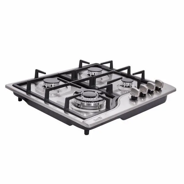 Alt view image 2 of 7 - ® 24 inch LPG/NG Gas Cooktop Dual Fuel Sealed 4 Burners Stainless Steel Gas Cooktop 4 Burners Drop-In Gas Hob DK245-A02 Gas Cooker