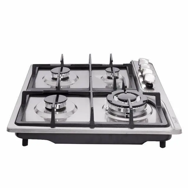 Alt view image 3 of 7 - ® 24 inch LPG/NG Gas Cooktop Dual Fuel Sealed 4 Burners Stainless Steel Gas Cooktop 4 Burners Drop-In Gas Hob DK245-A02 Gas Cooker