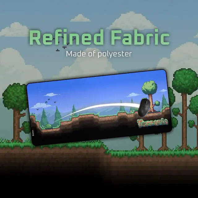 Alt view image 3 of 7 - Terraria Extended Gaming Mouse Pad | 5mm Thick, Waterproof Surface, Smooth Polyester Fabric, and Natural Rubber Base (Overworld) (XXXL)