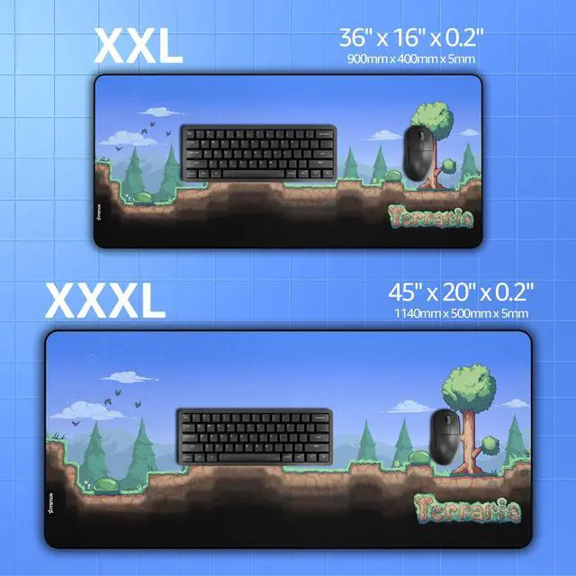 Alt view image 7 of 7 - Terraria Extended Gaming Mouse Pad | 5mm Thick, Waterproof Surface, Smooth Polyester Fabric, and Natural Rubber Base (Overworld) (XXXL)