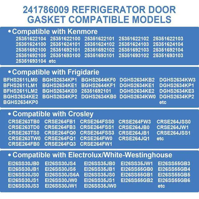 Alt view image 2 of 7 - Upgraded 241786009 Refrigerator Door Gasket Compatible with Frigidaire,Ken-more,Crosley, Electrolux,Replaces 241569805,5304439531,7241786001,Refrigerator Fresh Food Door Seal