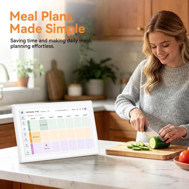 Alt view image 4 of 7 - 10.1-inch Smart Digital Calendar Interactive Touchscreen Family Planner with Chore Chart HD Display, Sync Calendars, Meal Planner & Task Reminders, No Subscription