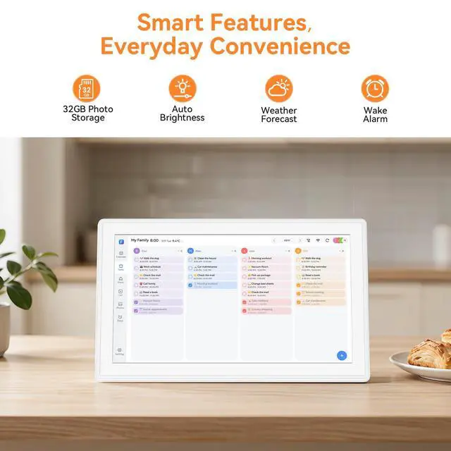 Alt view image 5 of 7 - 10.1-inch Smart Digital Calendar Interactive Touchscreen Family Planner with Chore Chart HD Display, Sync Calendars, Meal Planner & Task Reminders, No Subscription