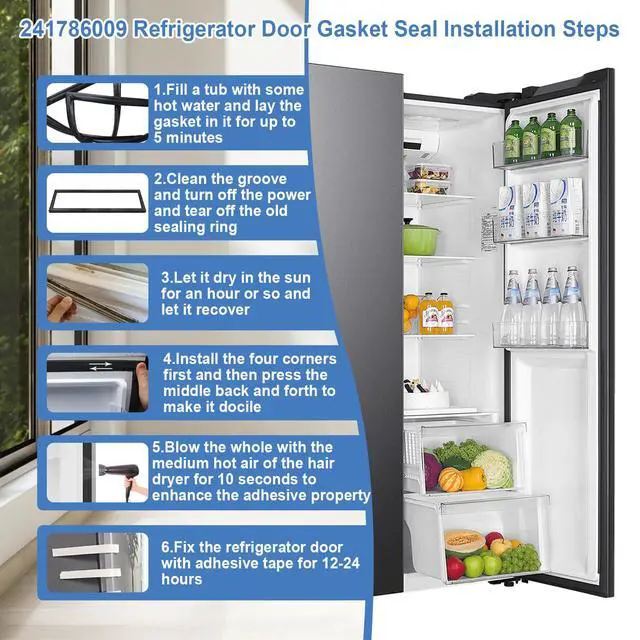 Alt view image 6 of 7 - Upgraded 241786009 Refrigerator Door Gasket Compatible with Frigidaire,Ken-more,Crosley, Electrolux,Replaces 241569805,5304439531,7241786001,Refrigerator Fresh Food Door Seal