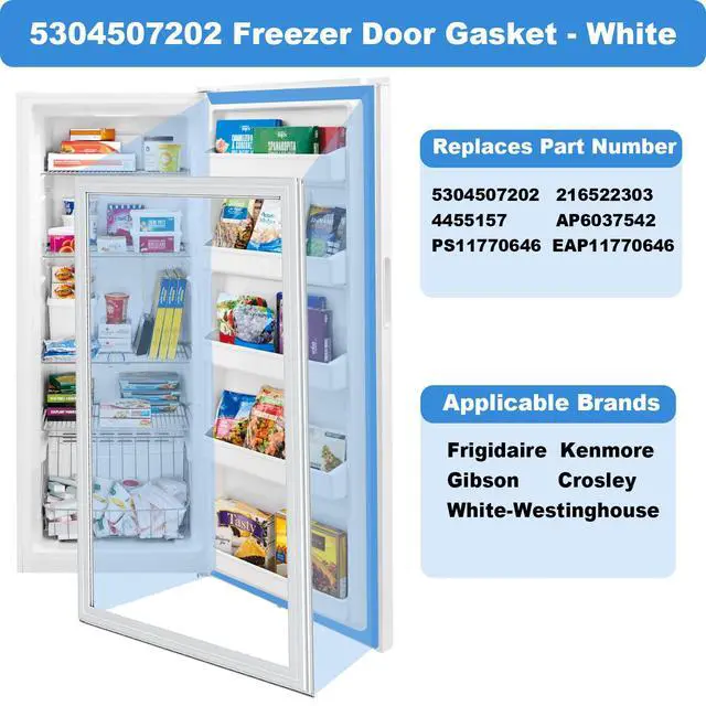 Alt view image 3 of 7 - Upgraded 5304507202 Freezer Door Gasket Compatible With Frigidaire Kenmore Gibson Crosley White-Westinghouse Refrigerator Seal, Replaces 216522303 AP6037542 PS11770646, 49.21 x 26.92"