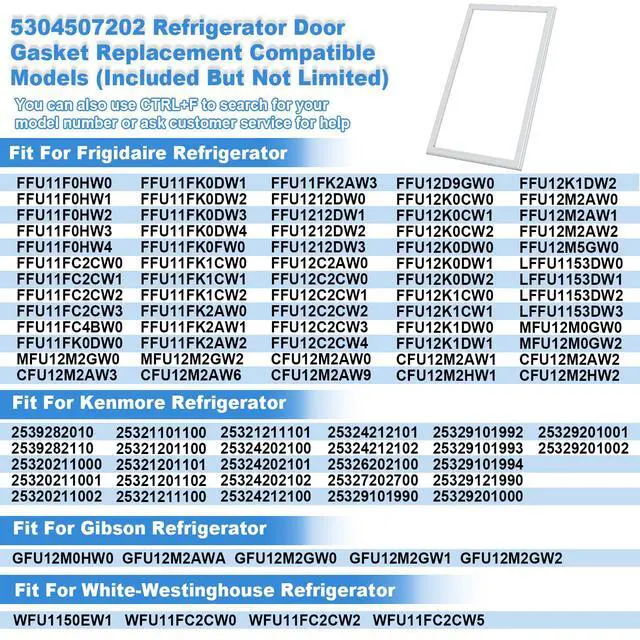 Alt view image 4 of 7 - Upgraded 5304507202 Freezer Door Gasket Compatible With Frigidaire Kenmore Gibson Crosley White-Westinghouse Refrigerator Seal, Replaces 216522303 AP6037542 PS11770646, 49.21 x 26.92"
