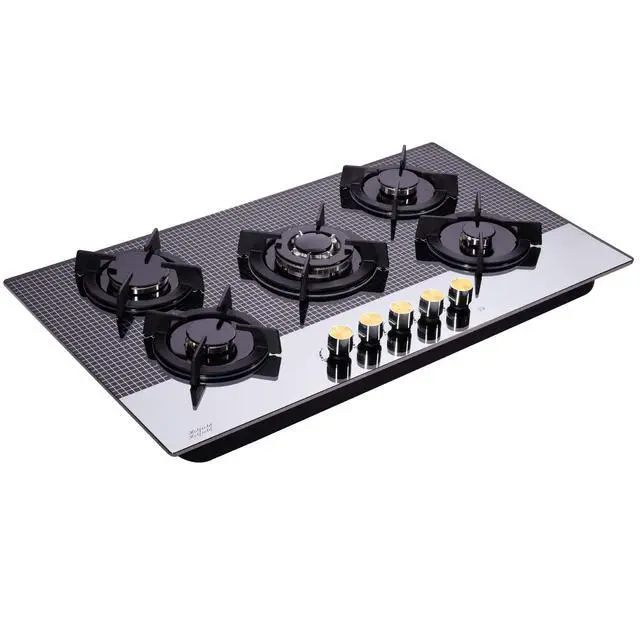 Alt view image 2 of 7 - 36 Inch Gas Cooktop Tempered Glass 5 Burners Stovetop Dual Fuel Gas Hob NG/LPG Convertible Gas Stove Top HF5198-01 Tempered Glass