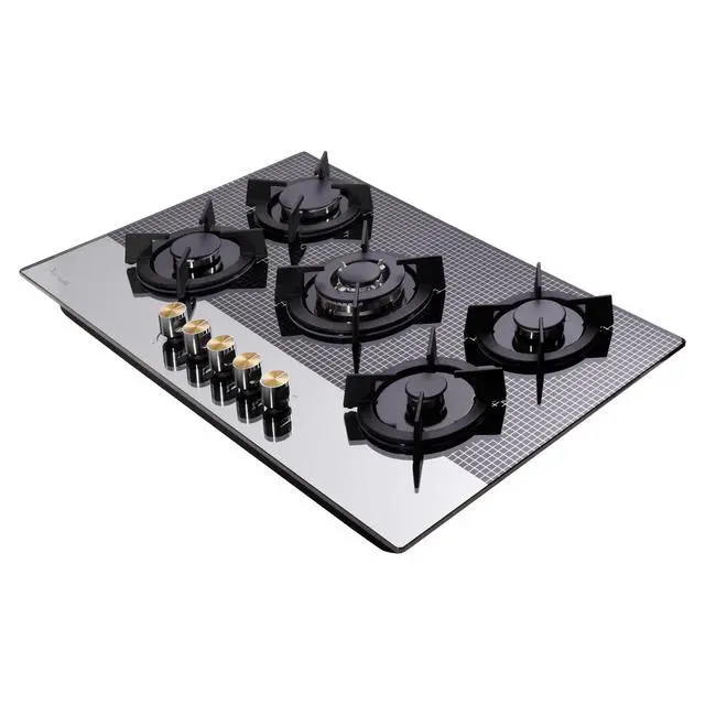 Alt view image 3 of 7 - 36 Inch Gas Cooktop Tempered Glass 5 Burners Stovetop Dual Fuel Gas Hob NG/LPG Convertible Gas Stove Top HF5198-01 Tempered Glass